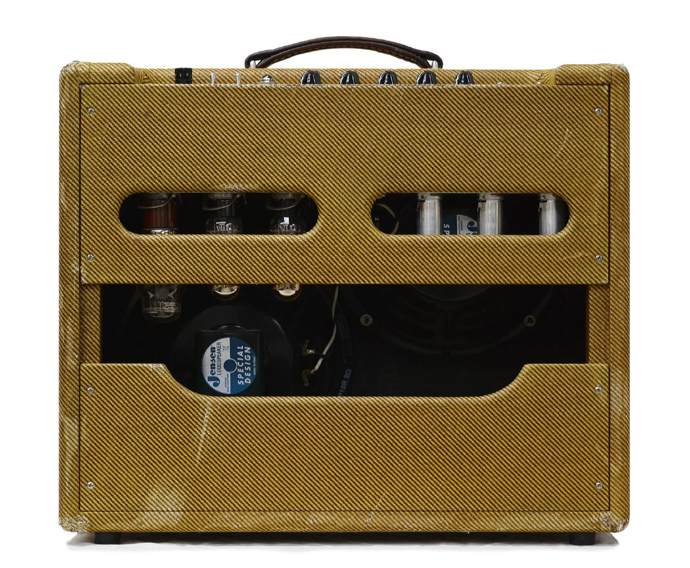 Achillies Apollo S30 Combo Amplifier Authentic Lacquered Aged Tweed Covering - Oxblood/Gold Stripe Tweed Cloth - Image 4
