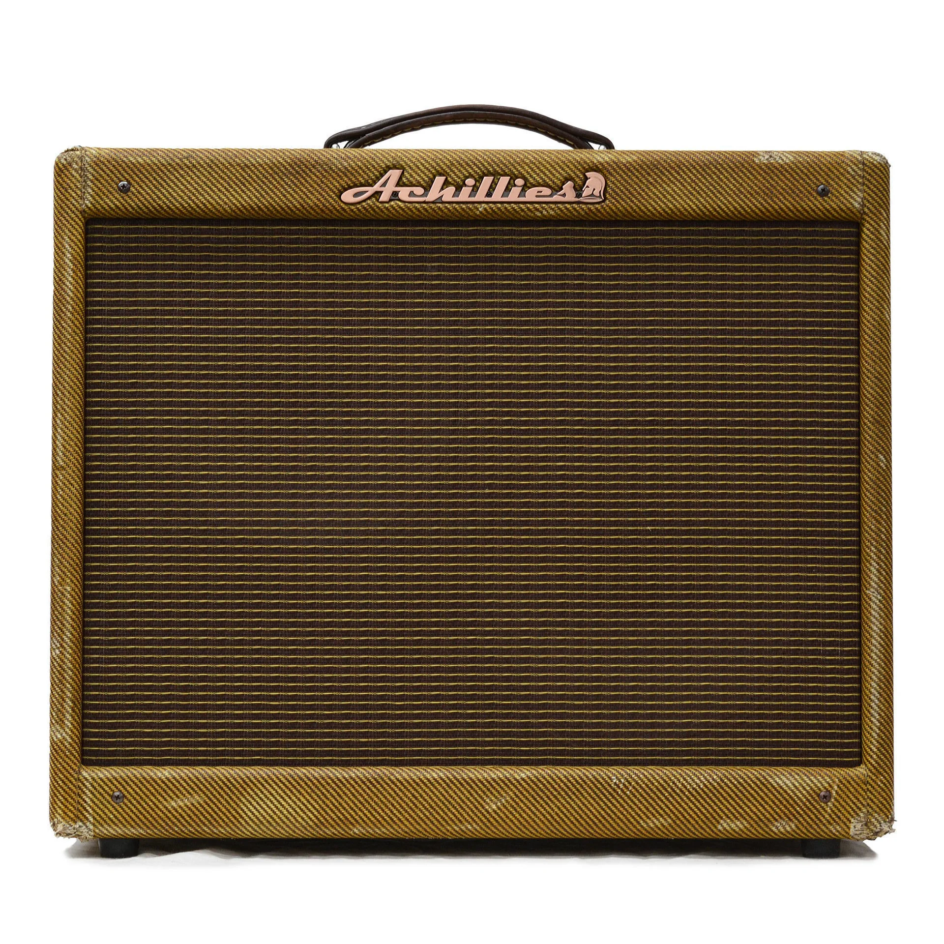 Achillies Apollo S30 Combo Amplifier Authentic Lacquered Aged Tweed Covering - Oxblood/Gold Stripe Tweed Cloth - Image 5