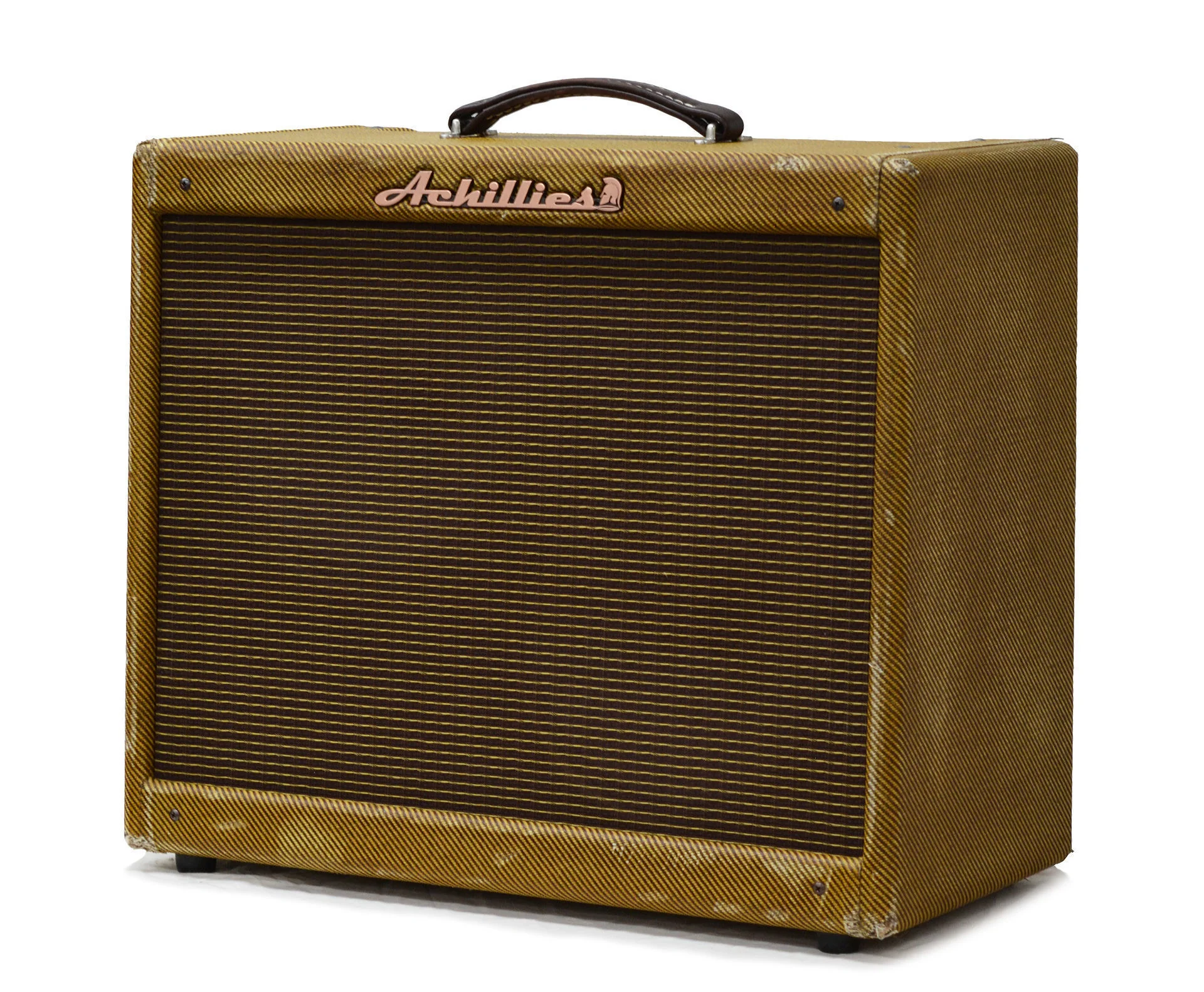 Achillies Apollo S30 Combo Amplifier Authentic Lacquered Aged Tweed Covering - Oxblood/Gold Stripe Tweed Cloth - Image 6
