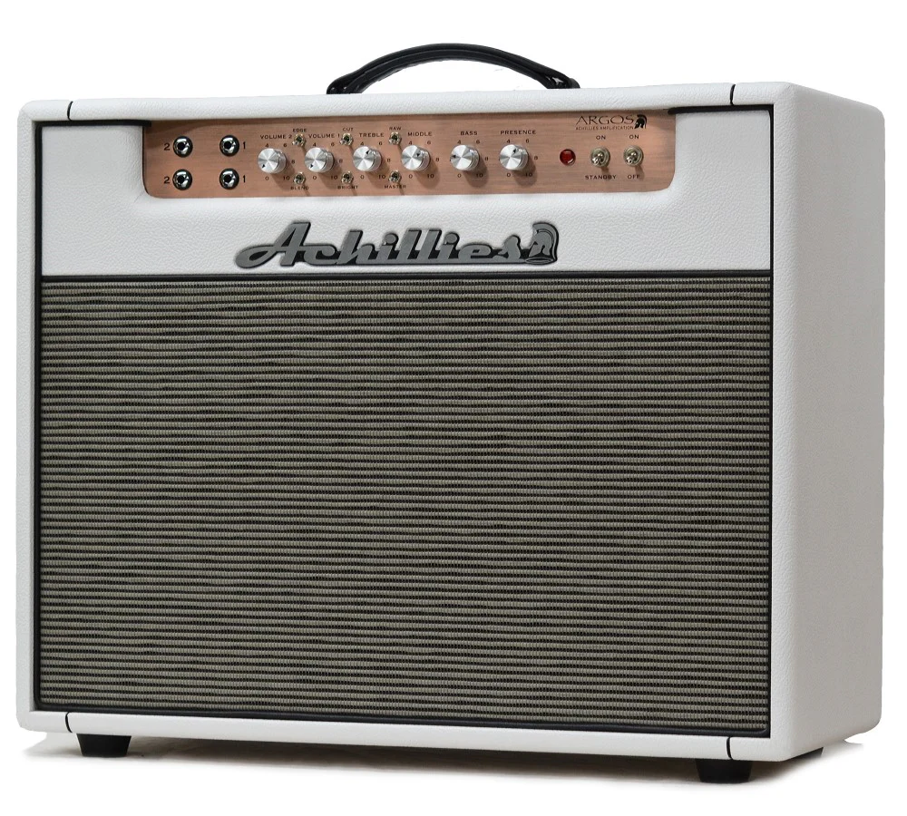 Achillies Argos 2x10 40W Tube Guitar Combo Amplifier with Creambacks - Hot White Bronco Tolex - Image 3