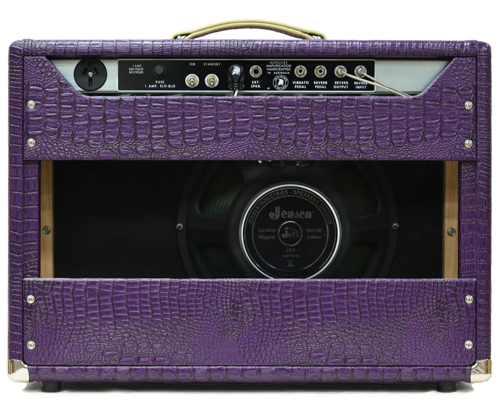 Achillies Zephyr 22W 1x12 Tube Combo Guitar Amp with Jensen Speaker - Purple Crocodile Tolex - Image 3