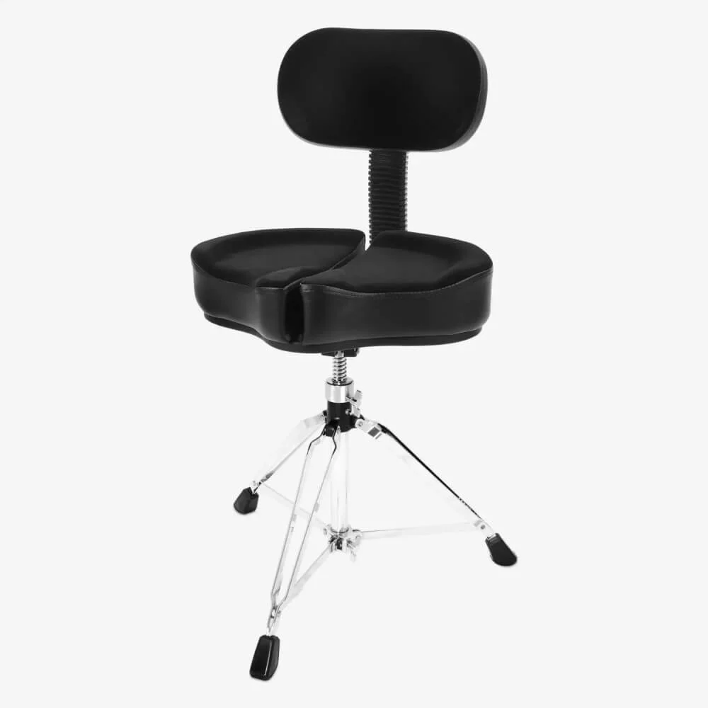 Ahead Spinal-G Saddle Top 3-Leg Drum Throne with Backrest - Black - Image 4