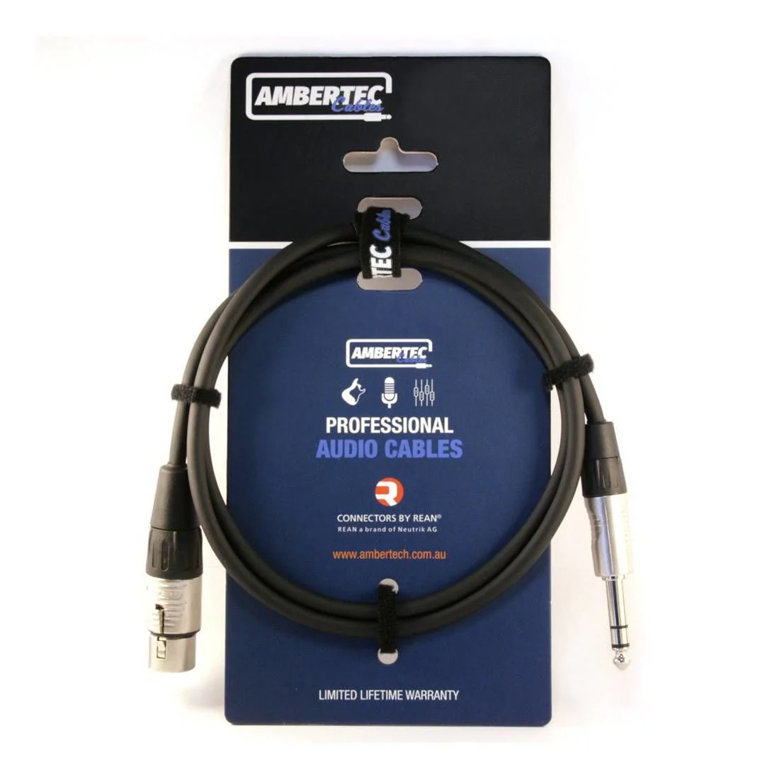 Ambertec Microphone Cable REAN XLR Female to 6.35mm TRS Plug 3m
