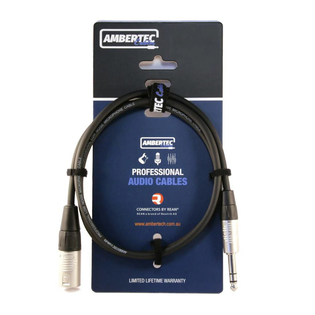 Ambertec Microphone Cable REAN XLR Male to 6.35mm TRS Plug 5m - Image 2