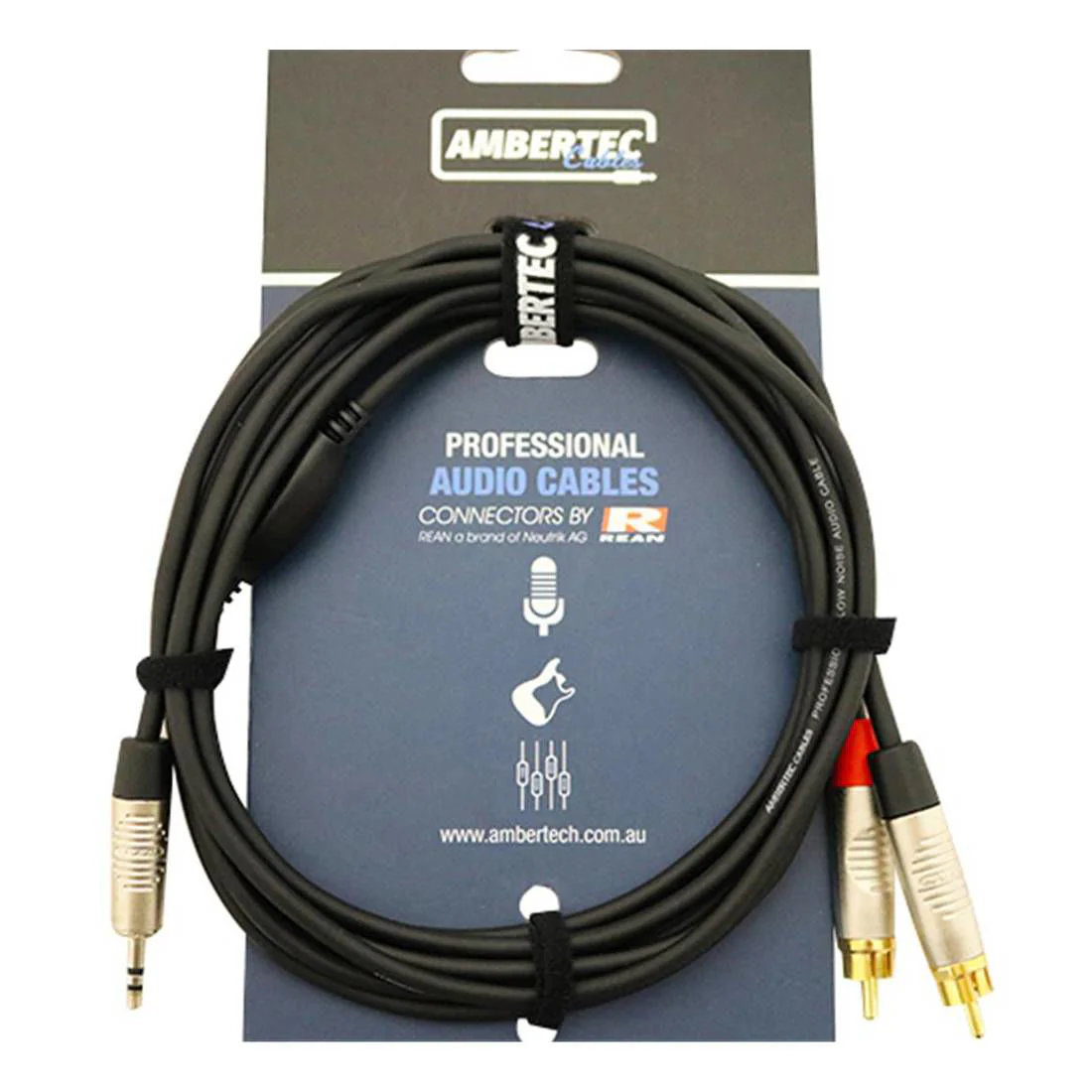 Ambertec Y Cable REAN 3.5mm TRS Plug - 2 x RCA Plug 3m - Image 2