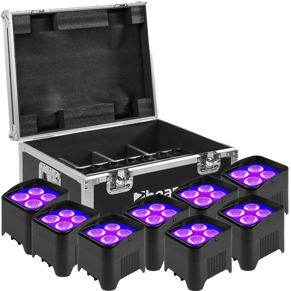 Beamz BBP94W Uplight Bundle with 8x Lights and Flight Case - Image 8