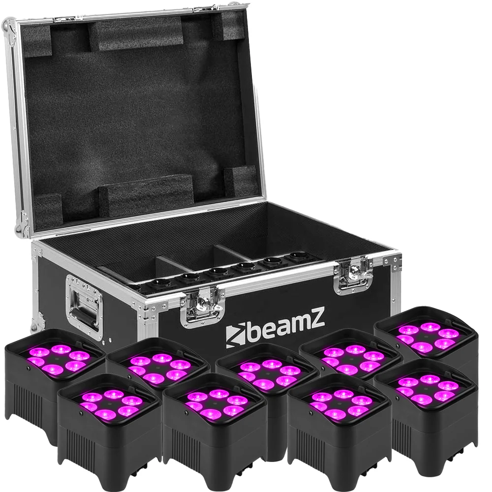 Beamz BBP96S Bundle with 8x Uplight Pars and Flight Case - Image 8