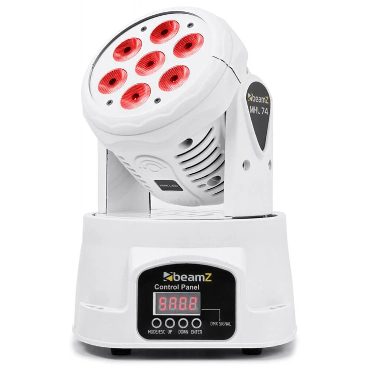 BeamZ MHL74-W Moving Head Wash w/7 x 10W RGBW LEDs - White - Image 5