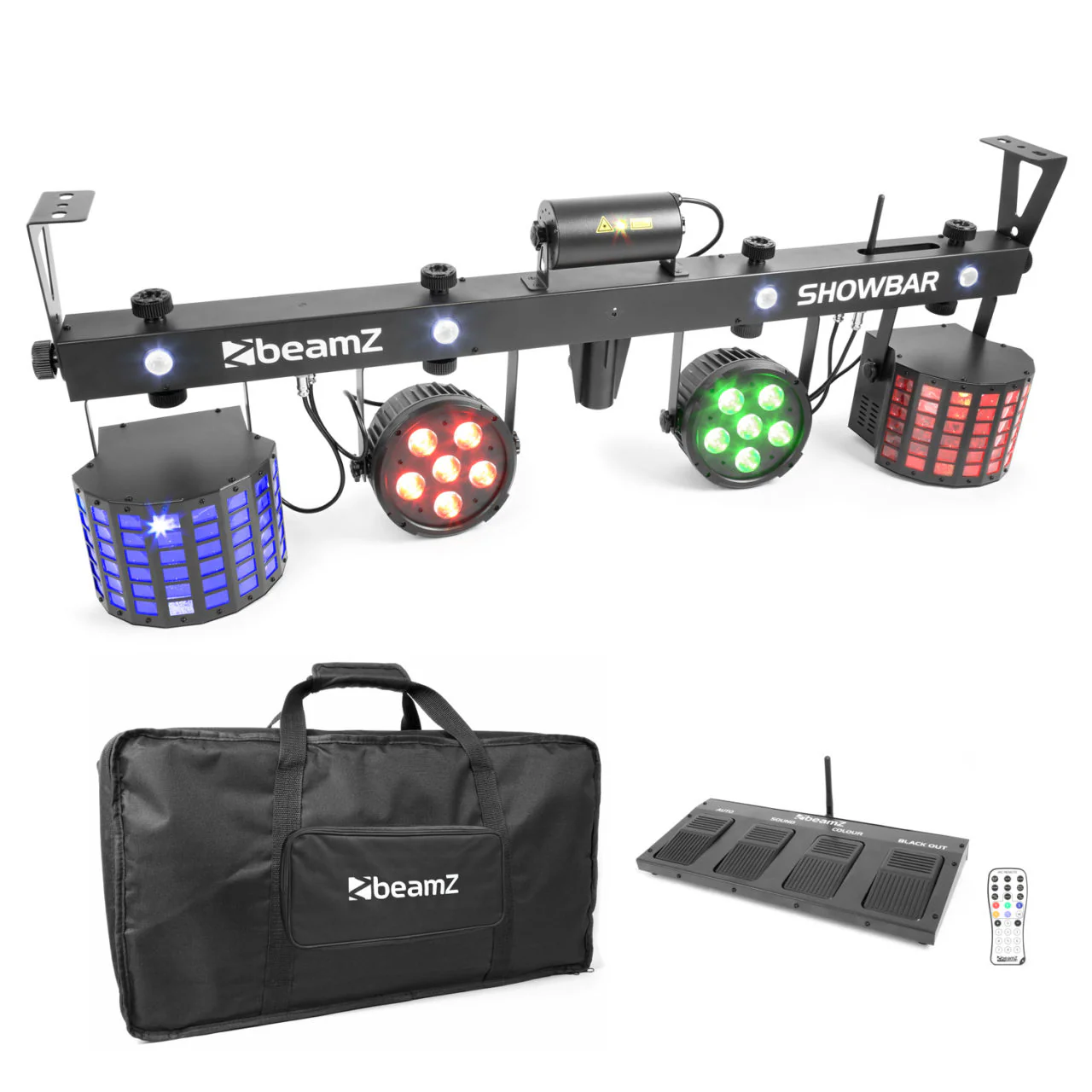 Beamz ShowBar 2 x Par 6x6in 2xDerby Laser R/G DMX IR Light - Image 10