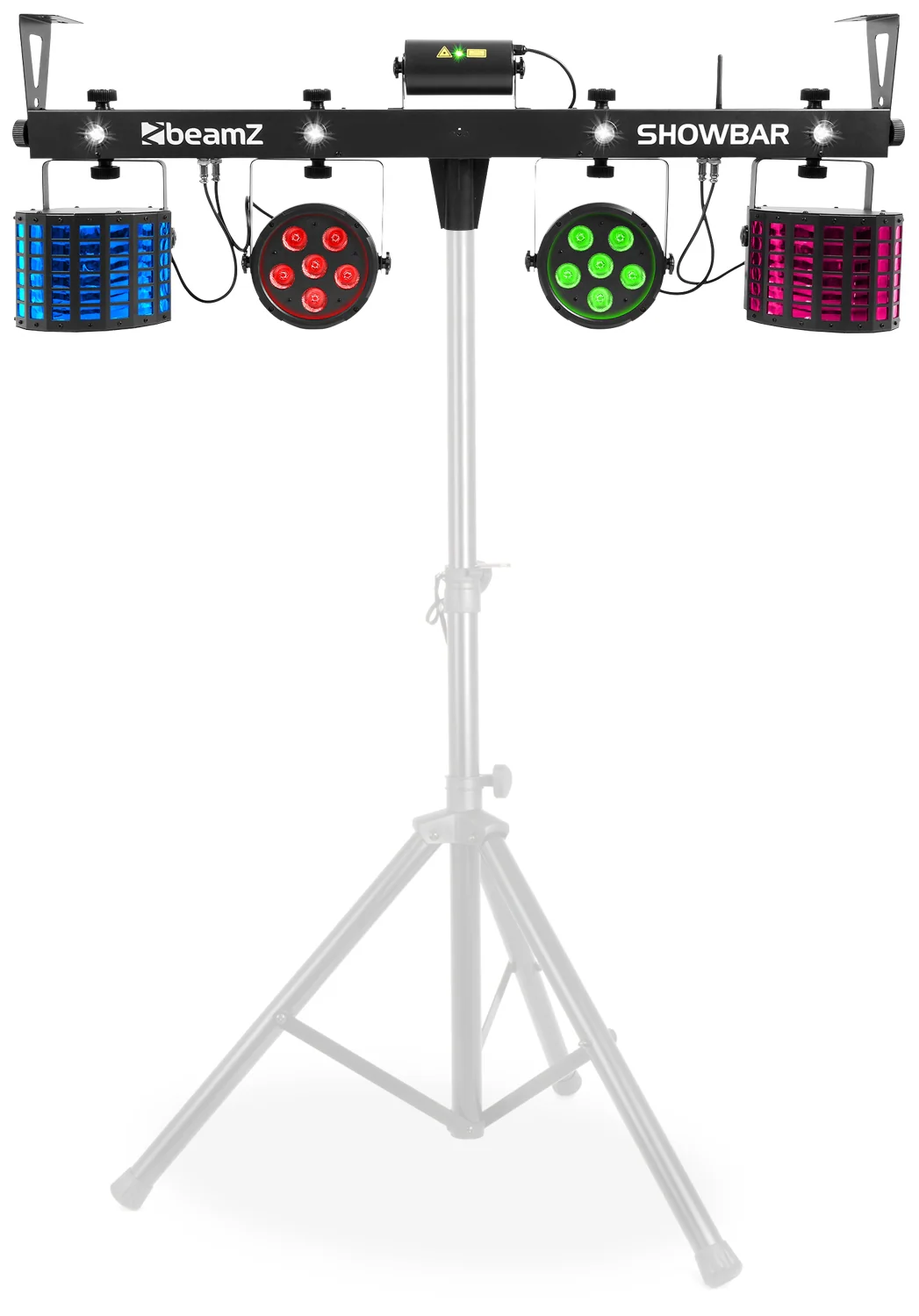 Beamz ShowBar 2 x Par 6x6in 2xDerby Laser R/G DMX IR Light - Image 3