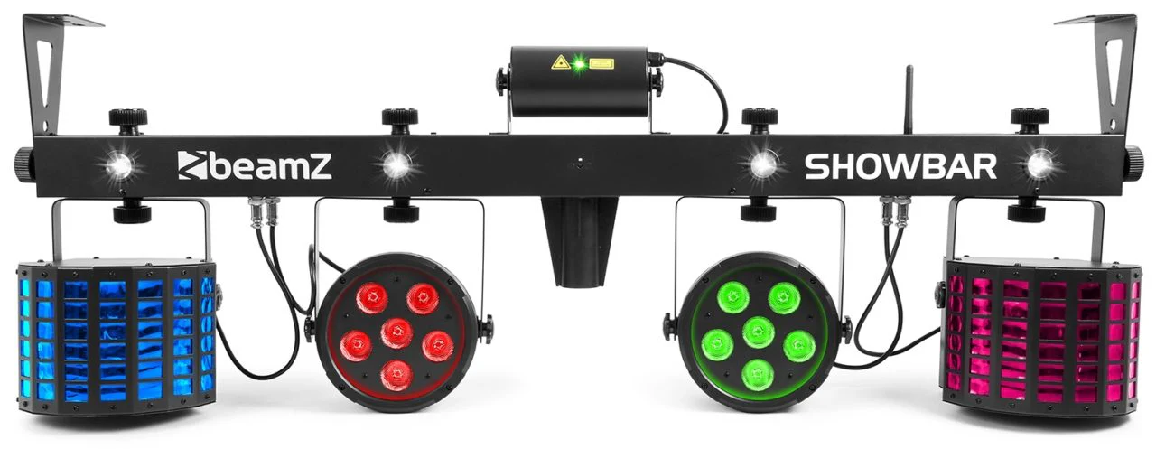 Beamz ShowBar 2 x Par 6x6in 2xDerby Laser R/G DMX IR Light - Image 9