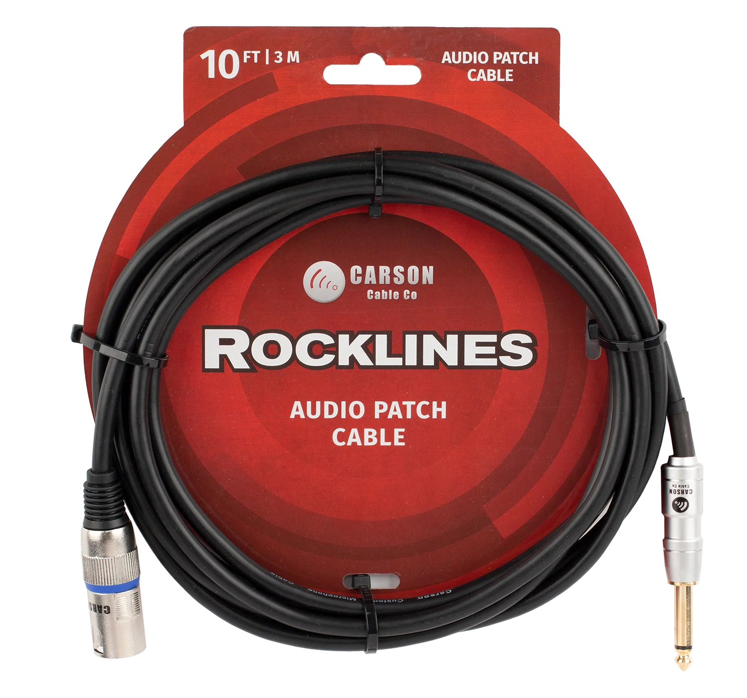 CARSON - Rocklines. 6.3 mono jack plug (M) to XLR (M) mic./audio cable 10ft