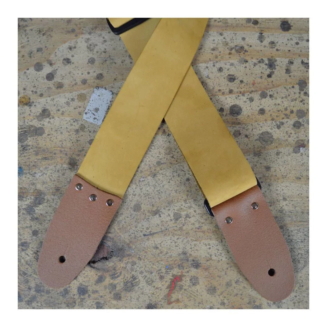 Colonial Leather 2.0 inch Soft Leather Slide Adjustable Guitar Strap - Tan - Image 2