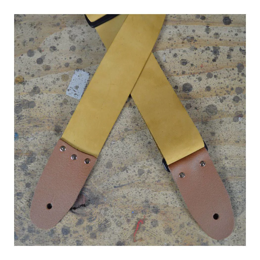Colonial Leather 2.0 inch Soft Leather Slide Adjustable Guitar Strap - Tan - Image 3