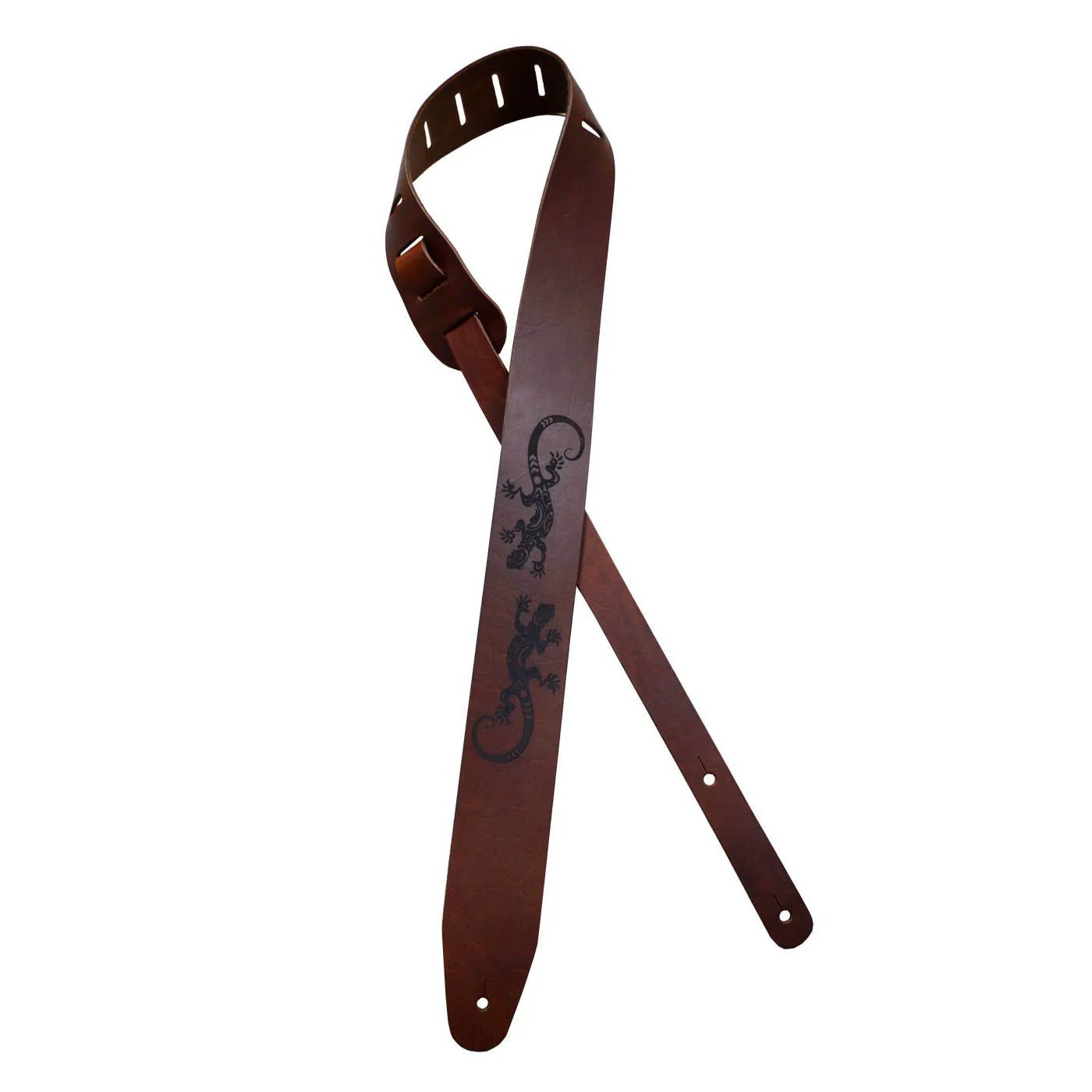 Colonial Leather 2.5 Gecko Laser Etched Leather Guitar Strap - Image 2