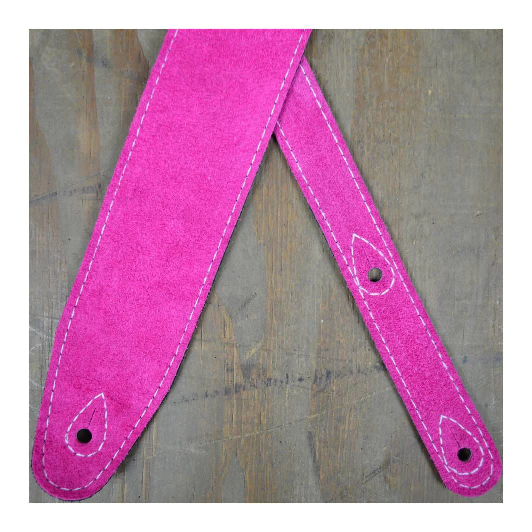 Colonial Leather 2.5 Inch Double Suede Guitar Strap - Pink - Image 2