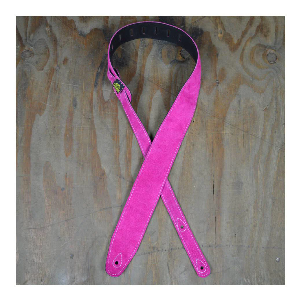 Colonial Leather 2.5 Inch Double Suede Guitar Strap - Pink - Image 4