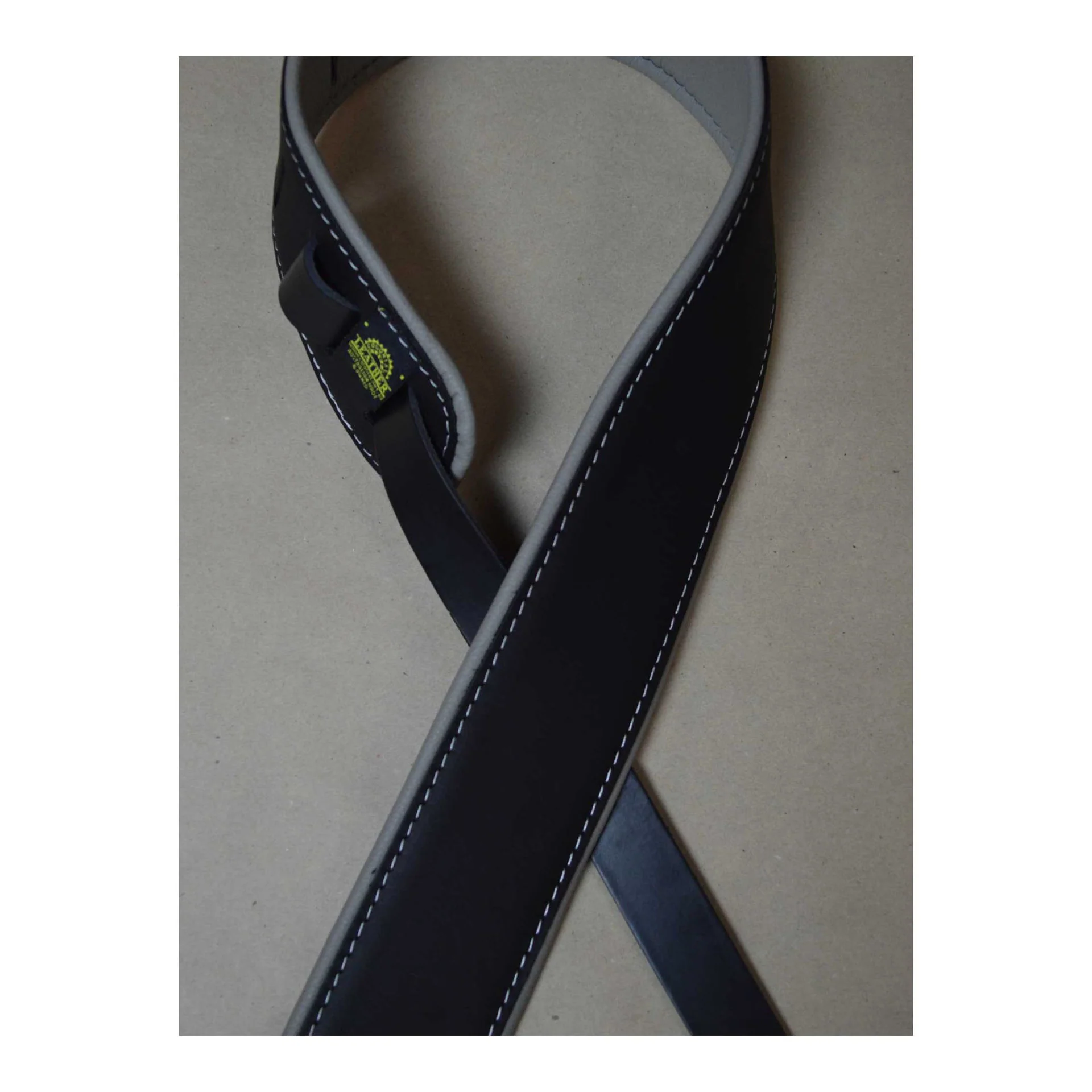 Colonial Leather 2.5 inch Padded Upholstery Leather Guitar Strap - Black and Grey - Image 4