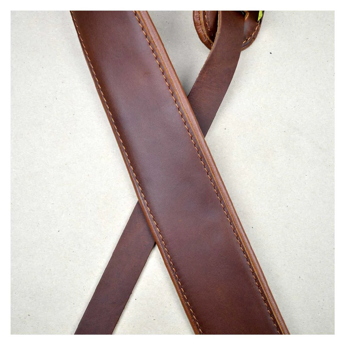 Colonial Leather 2.5 inch Padded Upholstery Leather Guitar Strap - Brown and Tan - Image 2