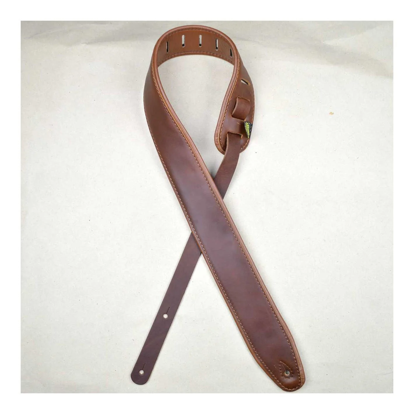 Colonial Leather 2.5 inch Padded Upholstery Leather Guitar Strap - Brown and Tan - Image 4