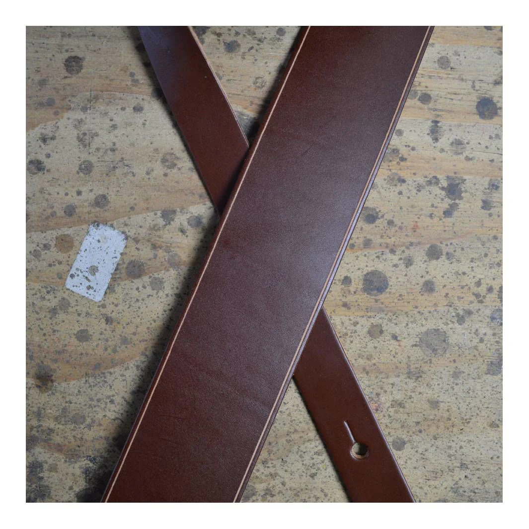 Colonial Leather  2.5 inch Solid Hide Leather Guitar Strap - Brown - Image 2