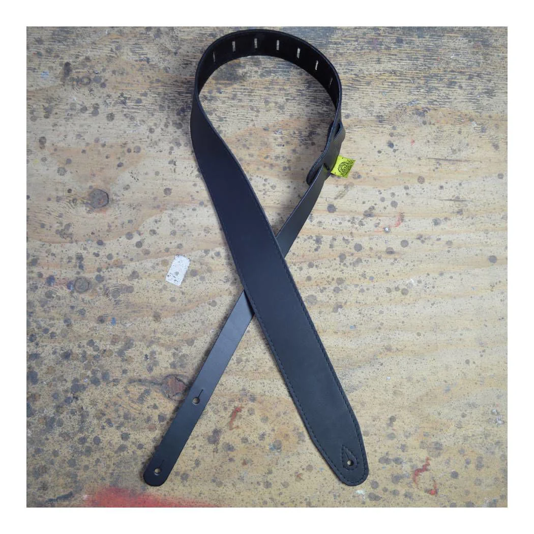 Colonial Leather 2.5 inch Sueded Soft Leather Guitar Strap - Black