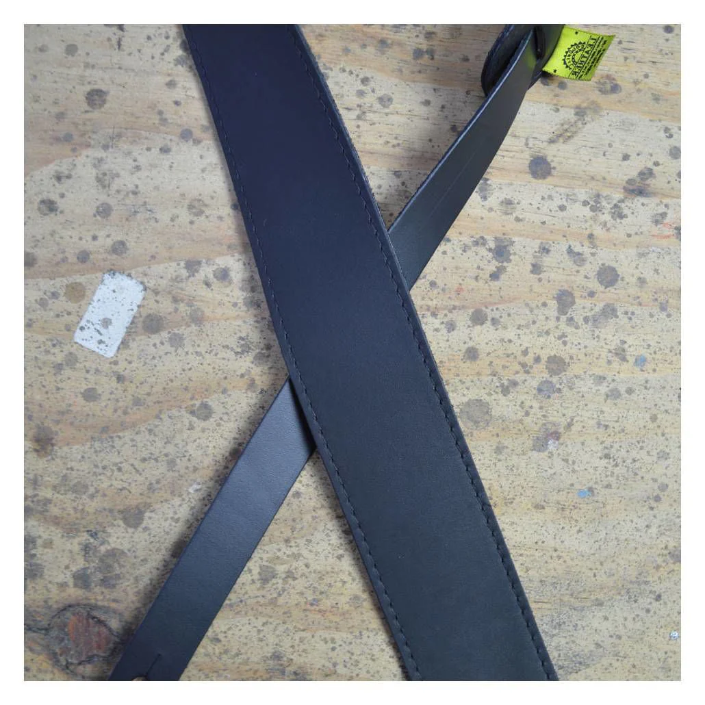 Colonial Leather 2.5 inch Sueded Soft Leather Guitar Strap - Black - Image 2