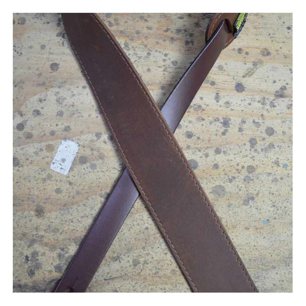 Colonial Leather 2.5 inch Sueded Soft Leather Guitar Strap  - Brown - Image 2