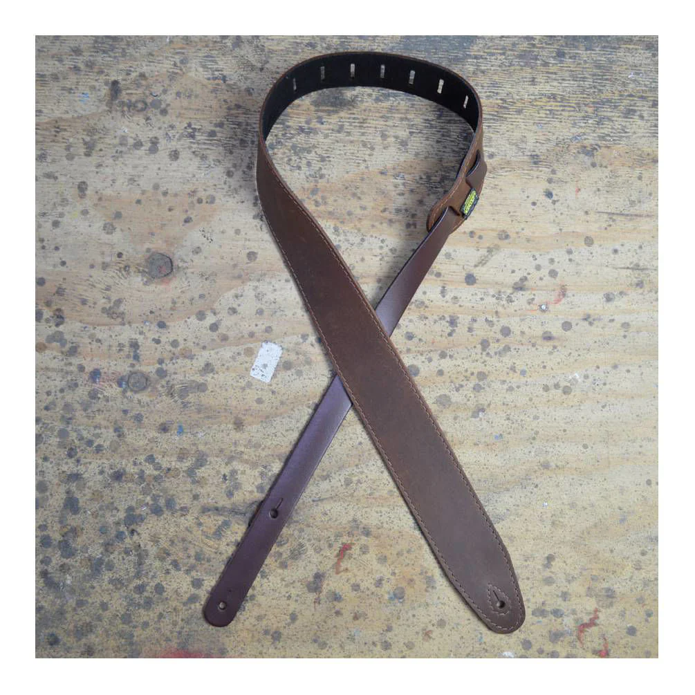 Colonial Leather 2.5 inch Sueded Soft Leather Guitar Strap  - Brown - Image 4