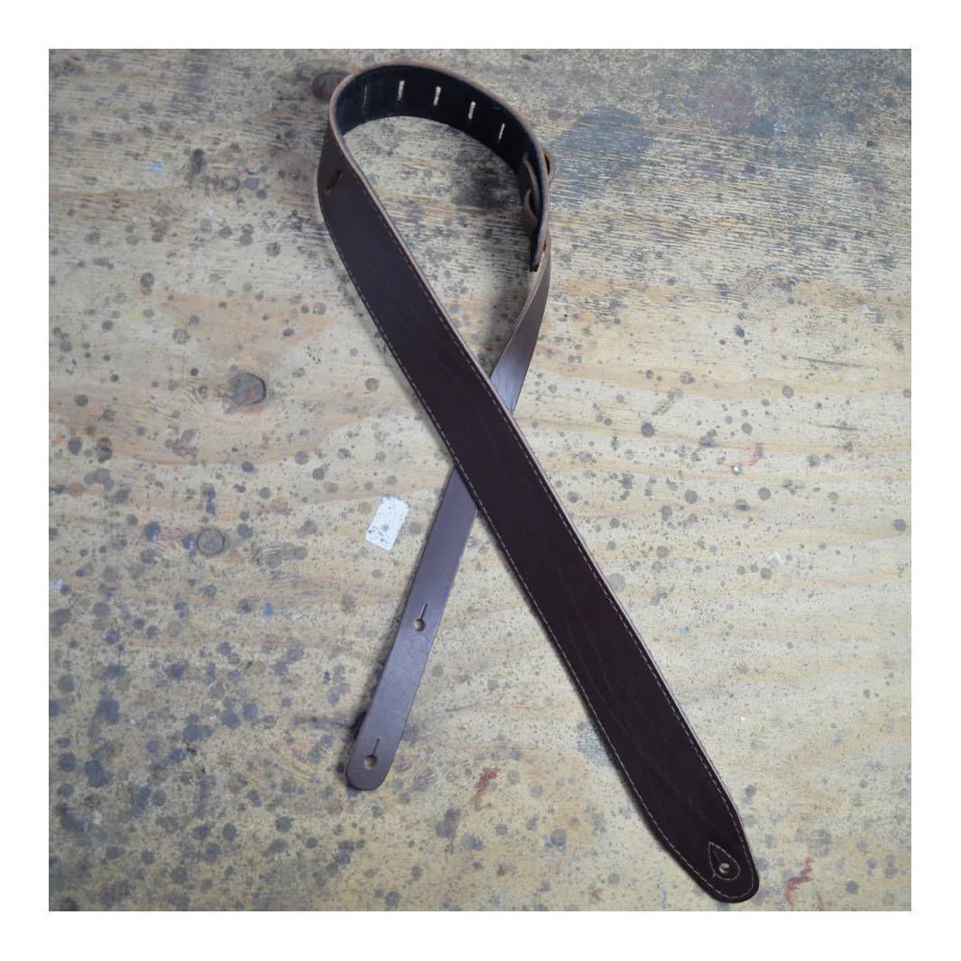 Colonial Leather 2.5 inch Sueded Solid Hide Guitar Strap - Brown