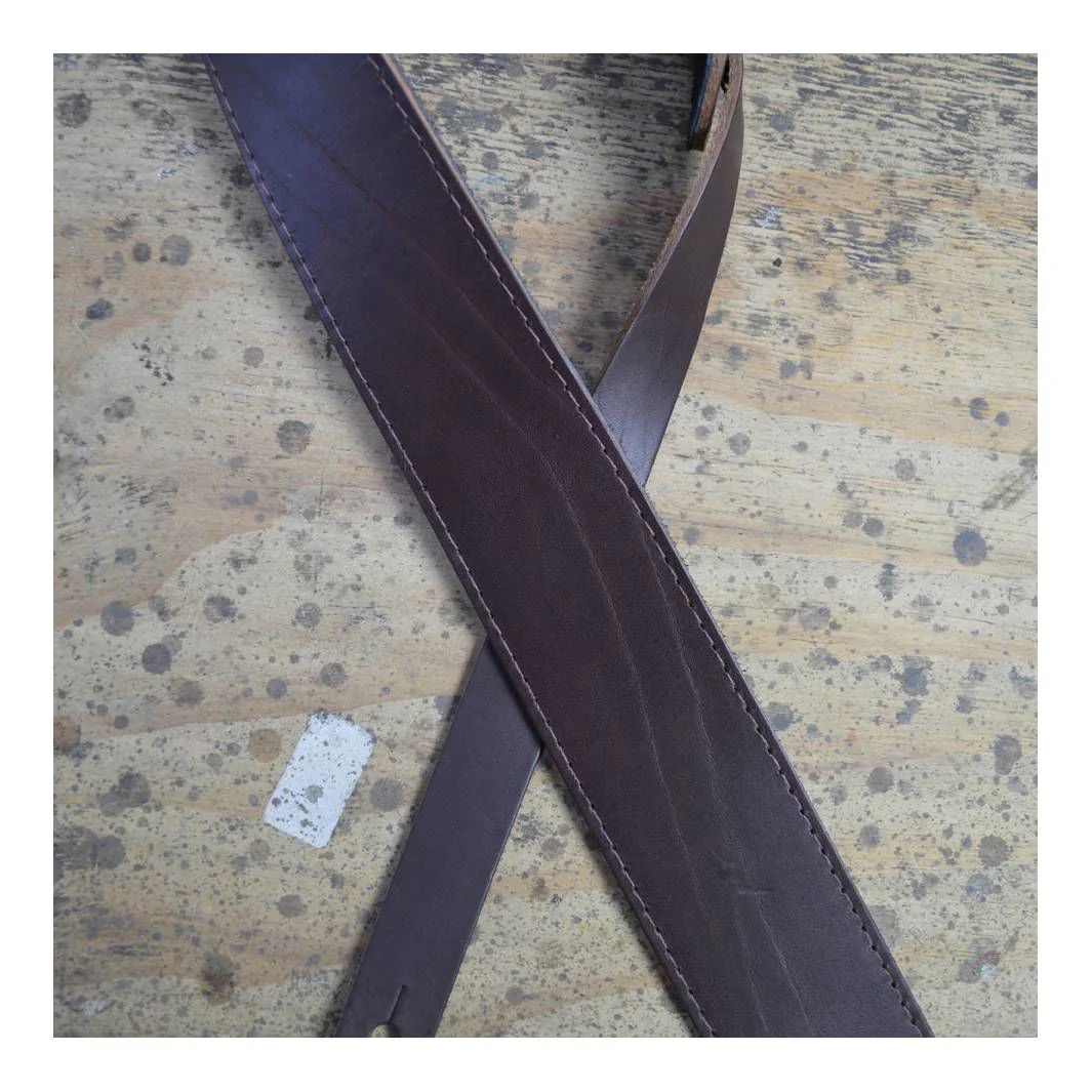 Colonial Leather 2.5 inch Sueded Solid Hide Guitar Strap - Brown - Image 2