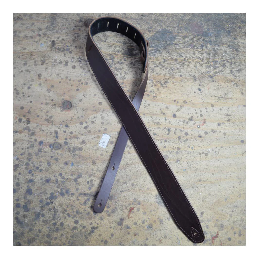 Colonial Leather 2.5 inch Sueded Solid Hide Guitar Strap - Brown - Image 3