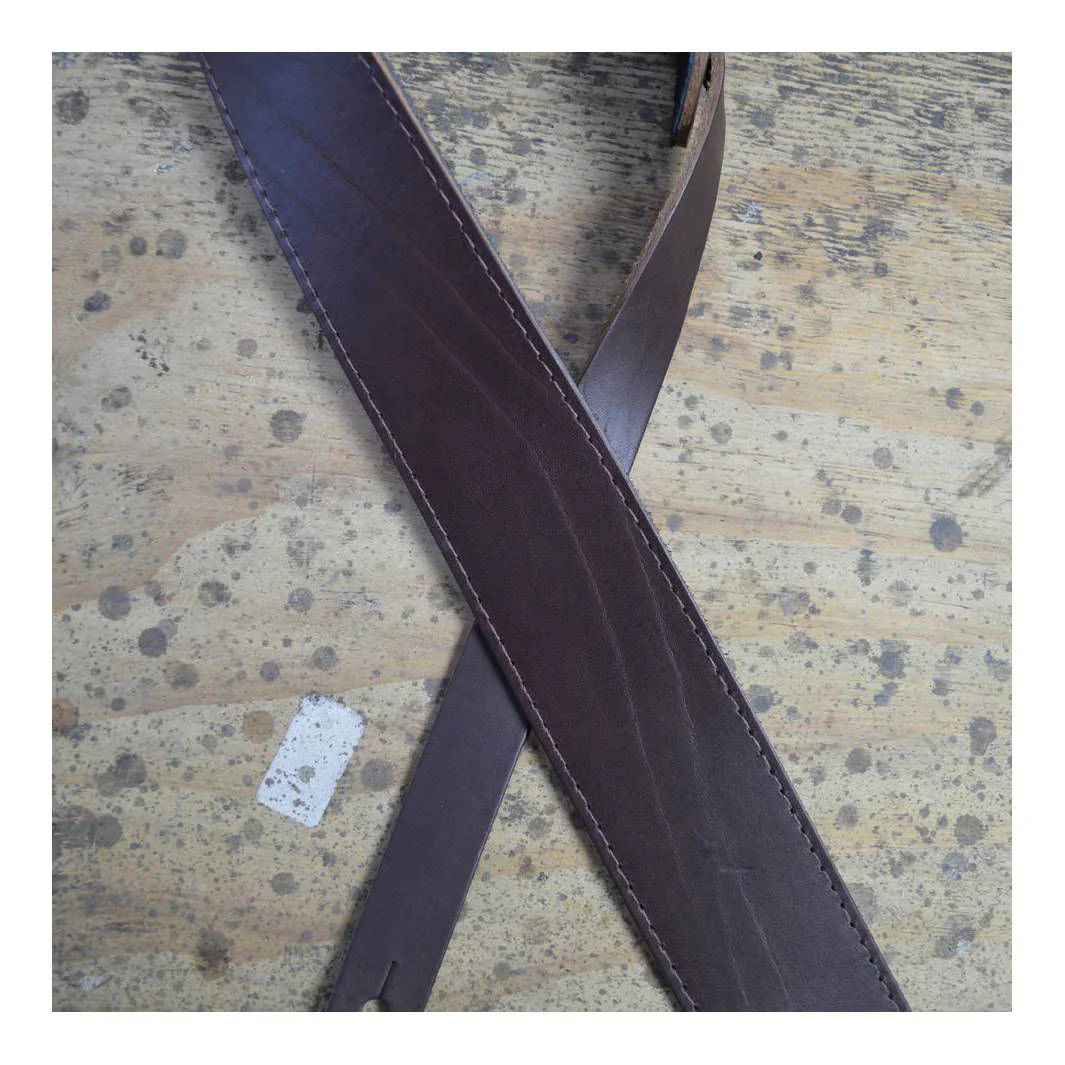 Colonial Leather 2.5 inch Sueded Solid Hide Guitar Strap - Brown - Image 4
