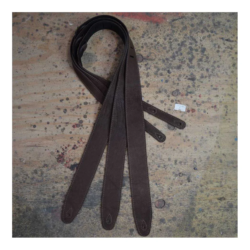 Colonial Leather 2.5 Suede Backed Relic Dark Brown Guitar Strap - Image 2
