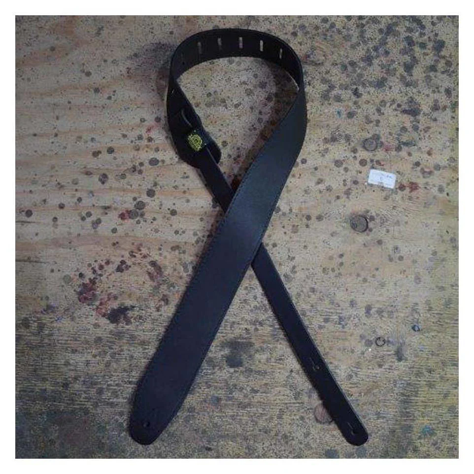 Colonial Leather 2.5inch Upholstered Leather Guitar Strap -  Black/Black - Image 2