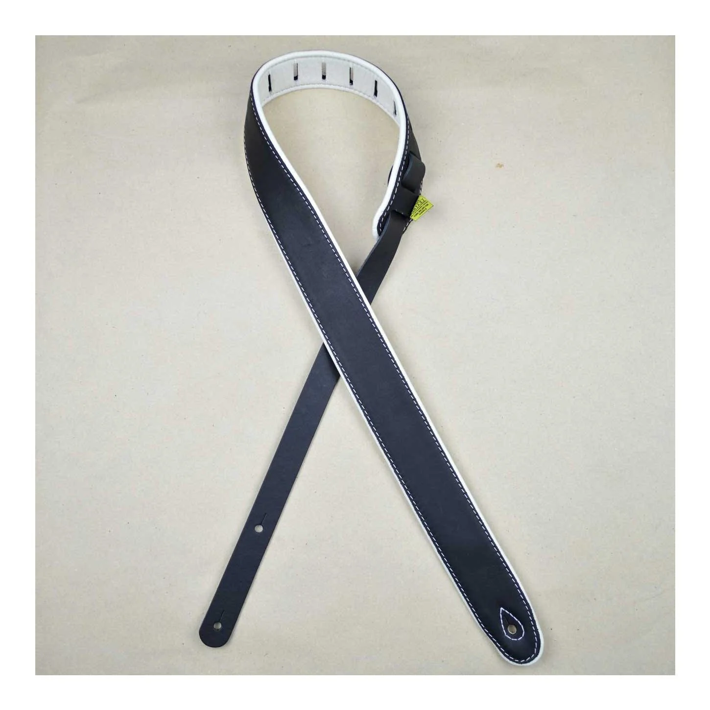 Colonial Leather 2 inch Upholstery Backed & Padded Guitar Strap - Black/White - Image 2