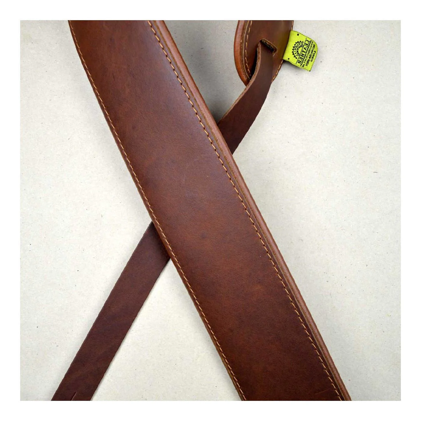 Colonial Leather 3.0 inch Padded Upholstery Leather Guitar Strap - Brown and Tan - Image 2