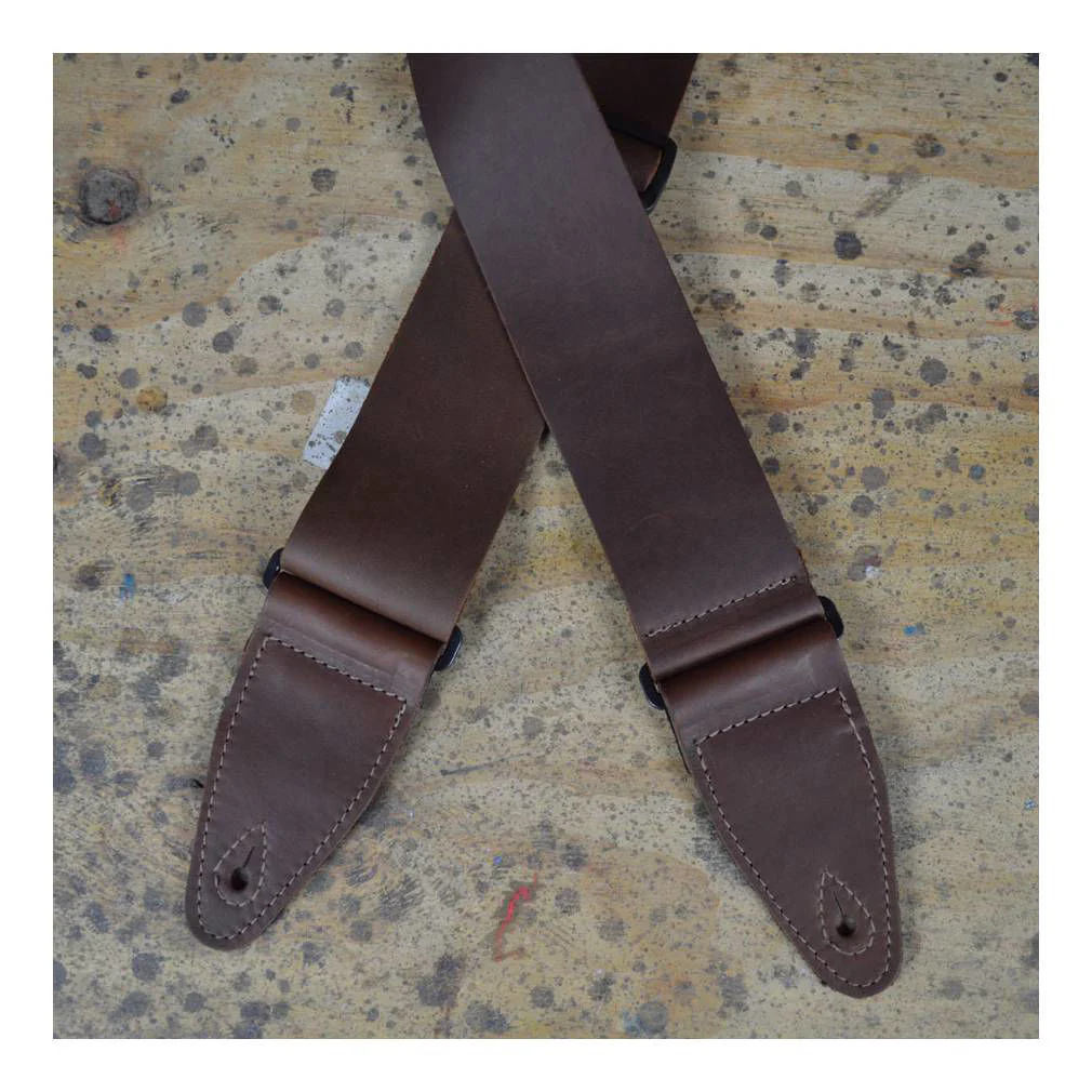 Colonial Leather 3.0 inch Soft Leather Slide Adjustable Guitar Strap - Brown - Image 4