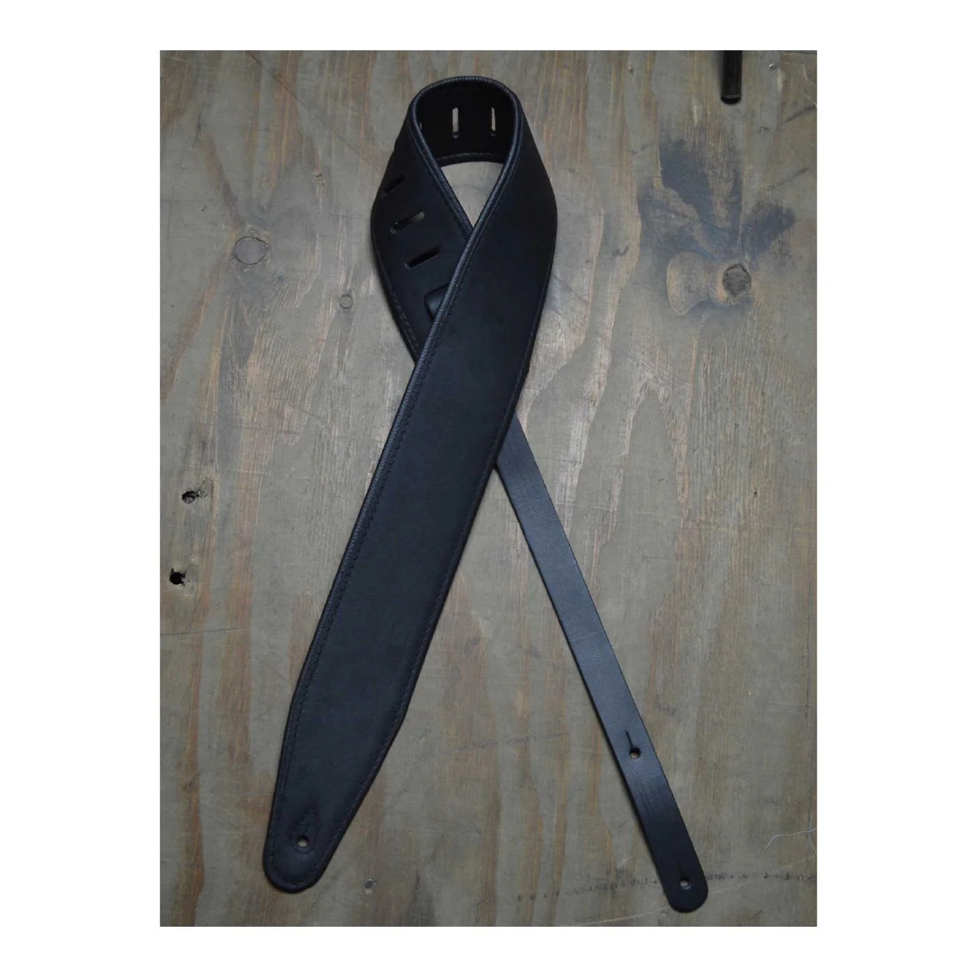 Colonial Leather 3.0inch Padded Upholstery Leather Guitar Strap - Black & B