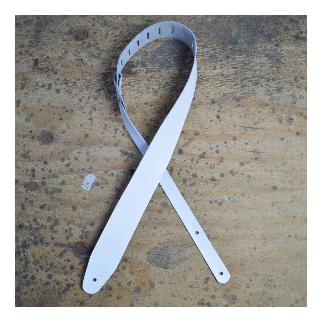 Colonial Leather Basic Leather Guitar Strap - White - Image 2