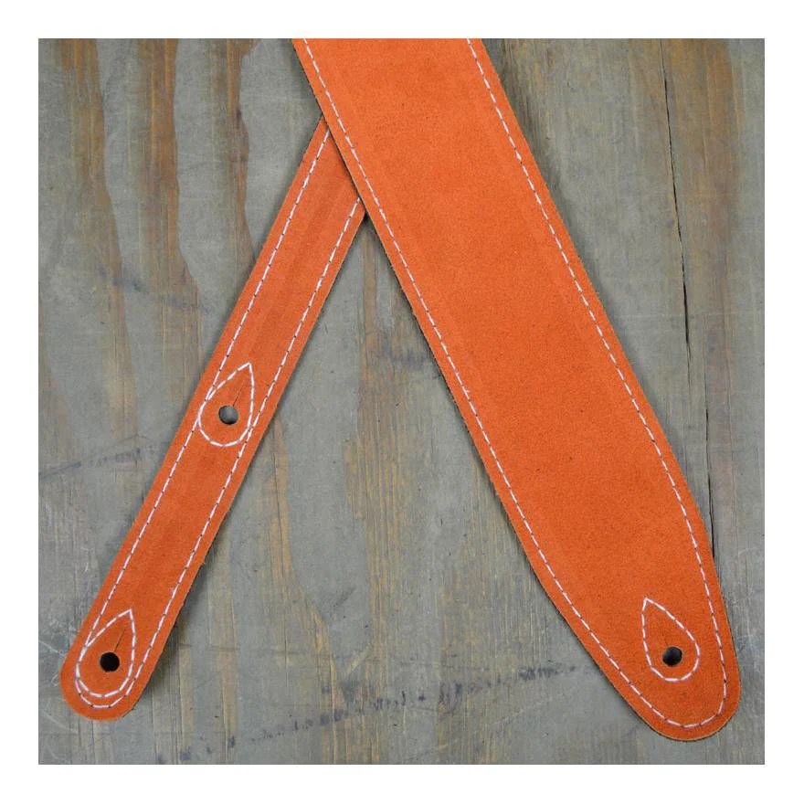 Colonial Leather Double Suede Guitar Strap - Orange - Image 2