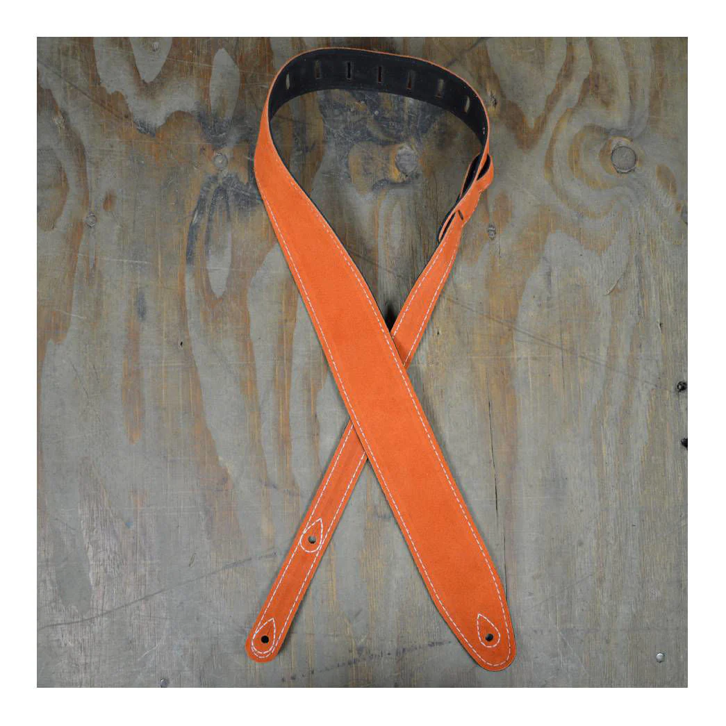 Colonial Leather Double Suede Guitar Strap - Orange - Image 4