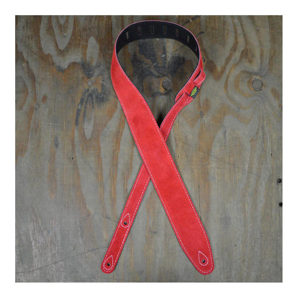 Colonial Leather Double Suede Guitar Strap - Red - Image 3