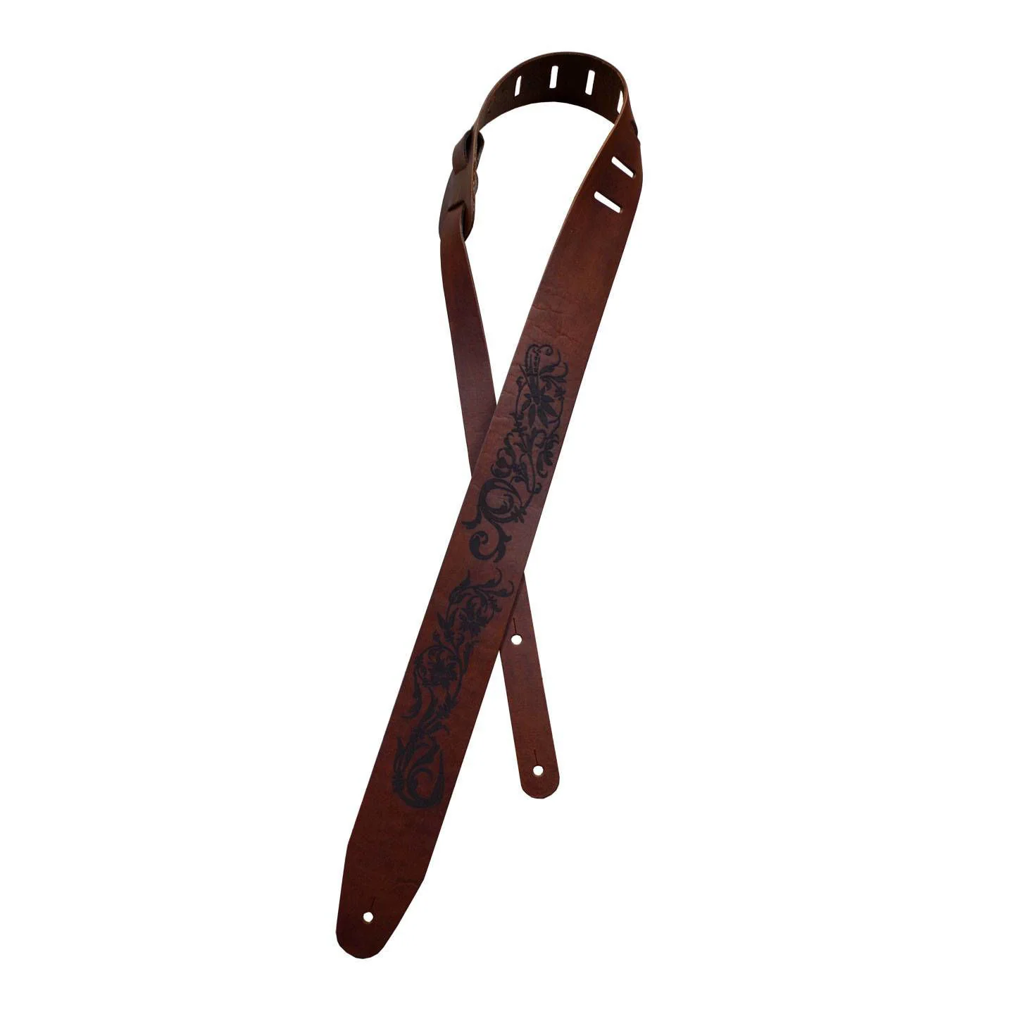 Colonial Leather Flowers Etched Leather Guitar Strap - Image 3