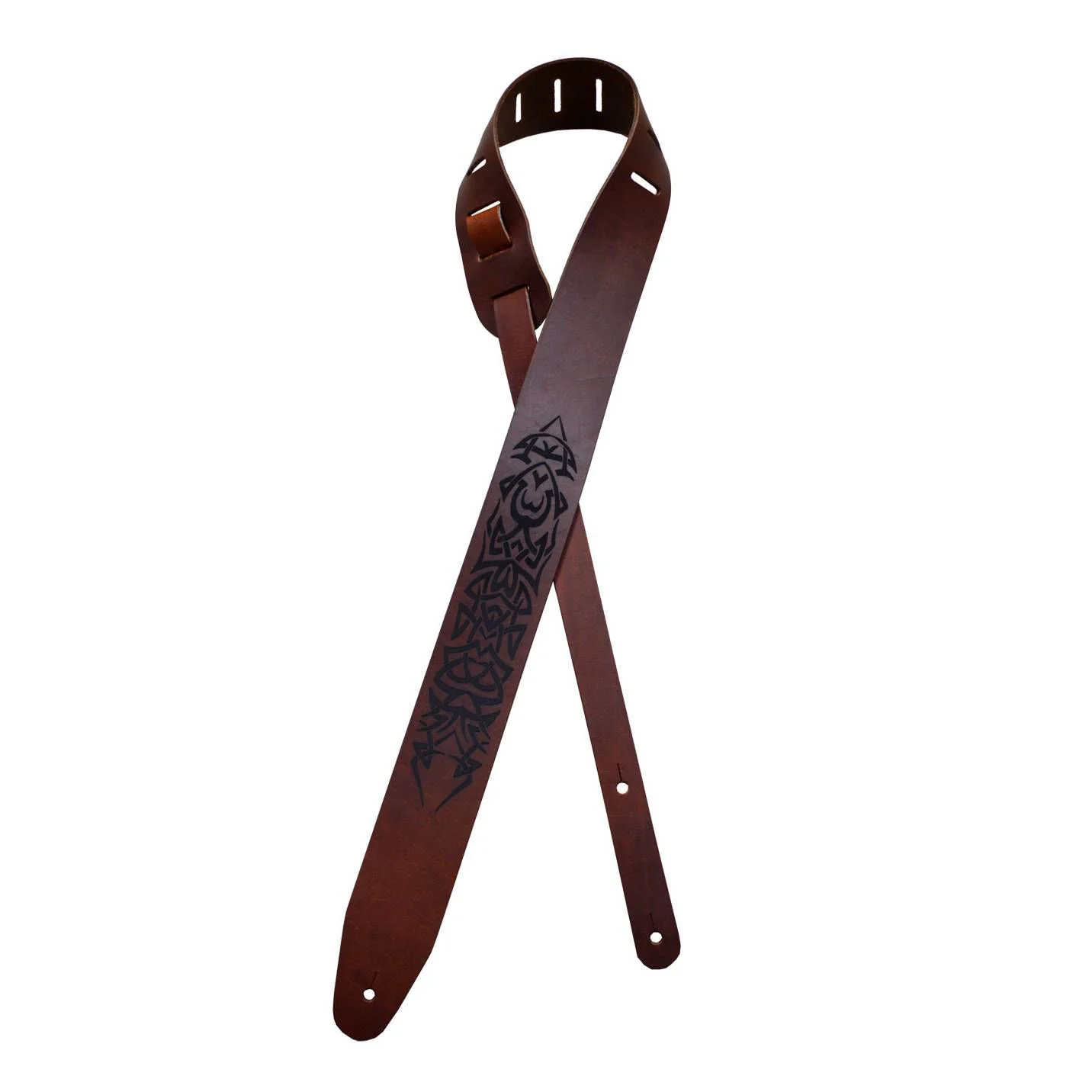Colonial Leather Tribal Art Laser Etched Leather Guitar Strap - Image 4