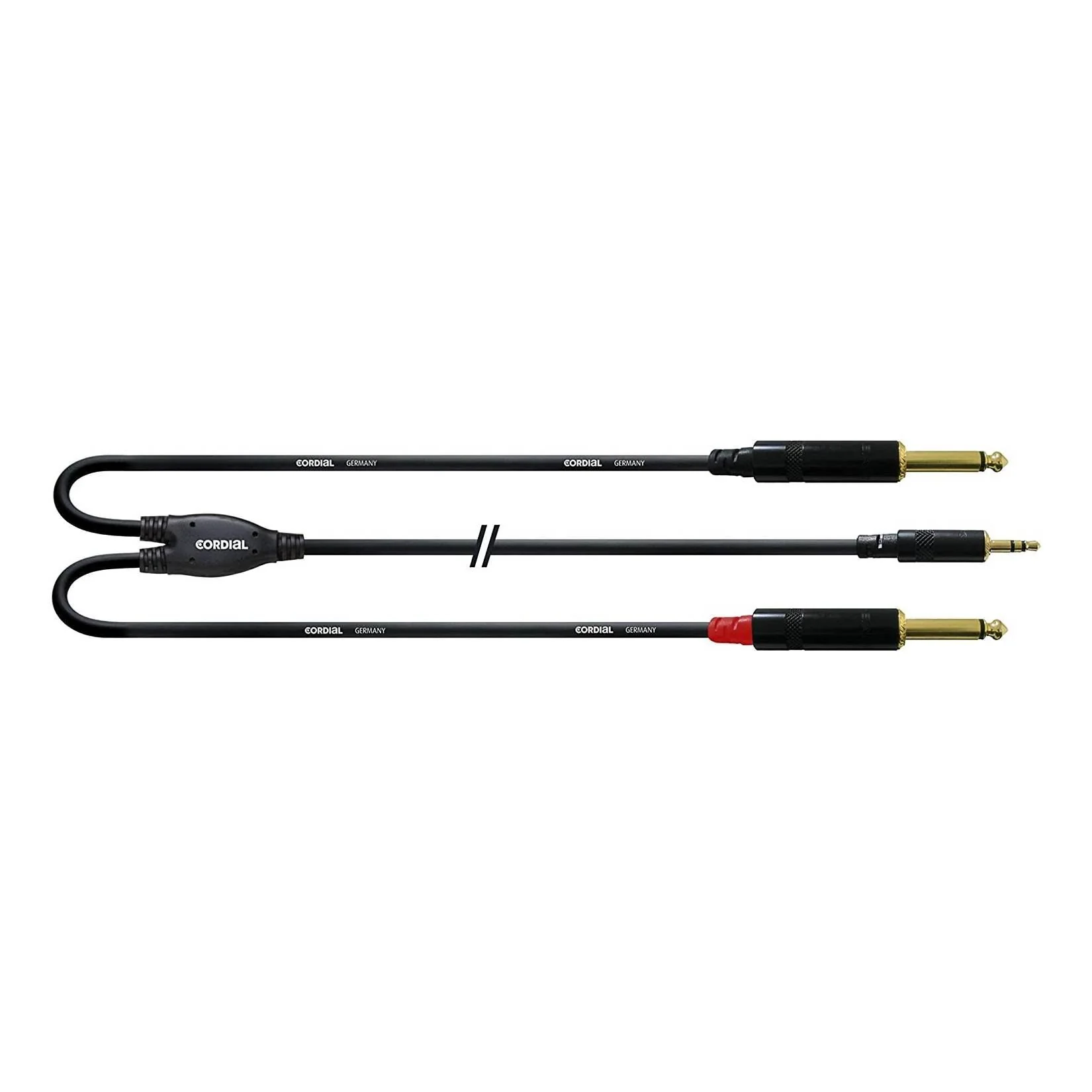Cordial Y-Adapter Cable 3.5mm TRS Plug - 2x 6.35mm TS Plugs - 6m - Image 2