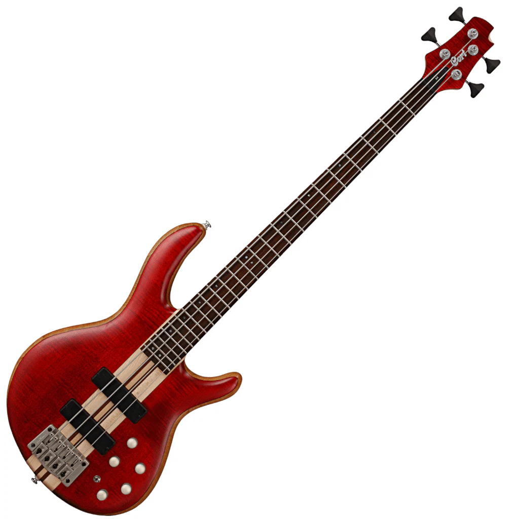 Cort A4 Plus FMMH 4 String Electric Bass - Open Pore Black Cherry - Image 3