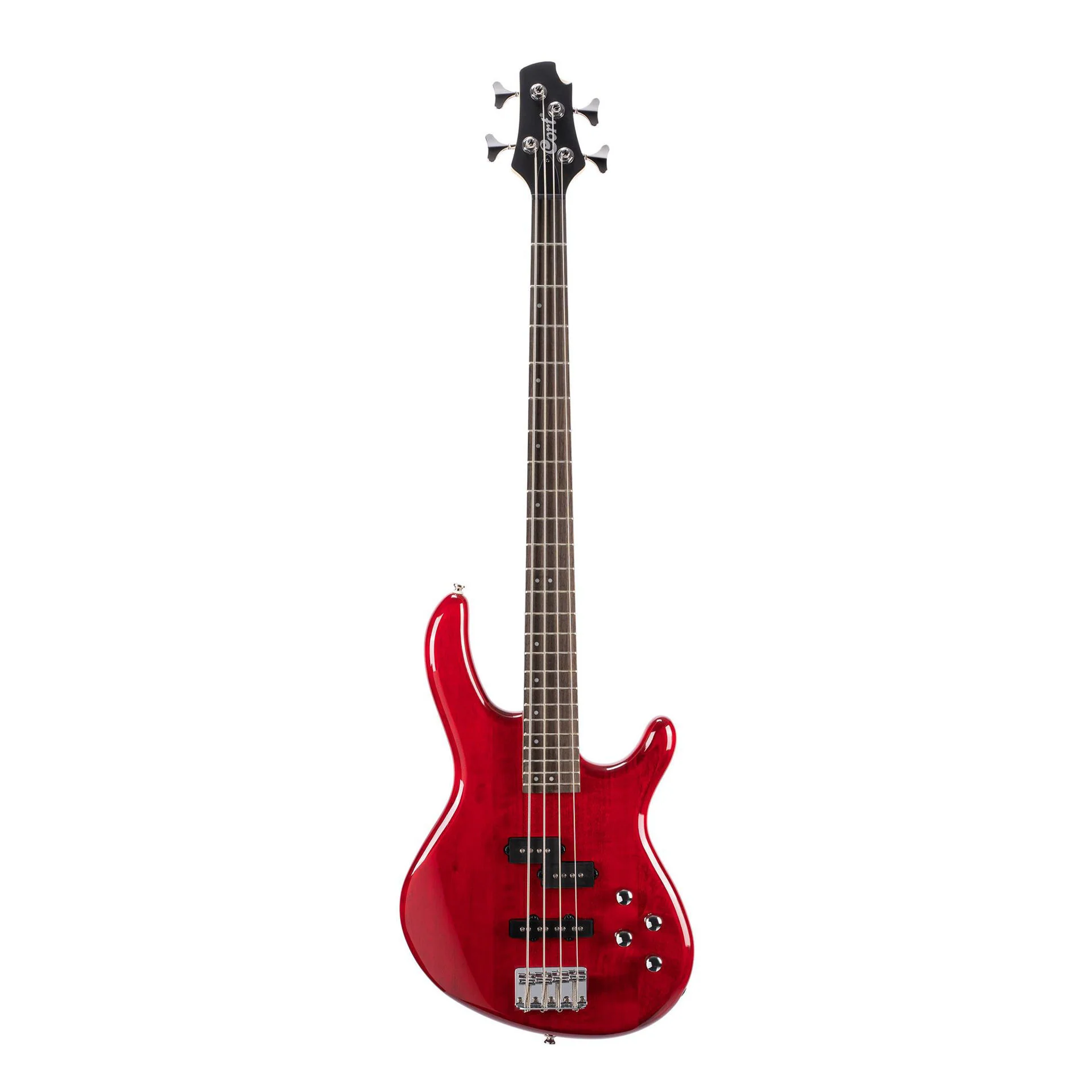 Cort Action Plus 4-String Bass Guitar in Transparent Red - Image 2