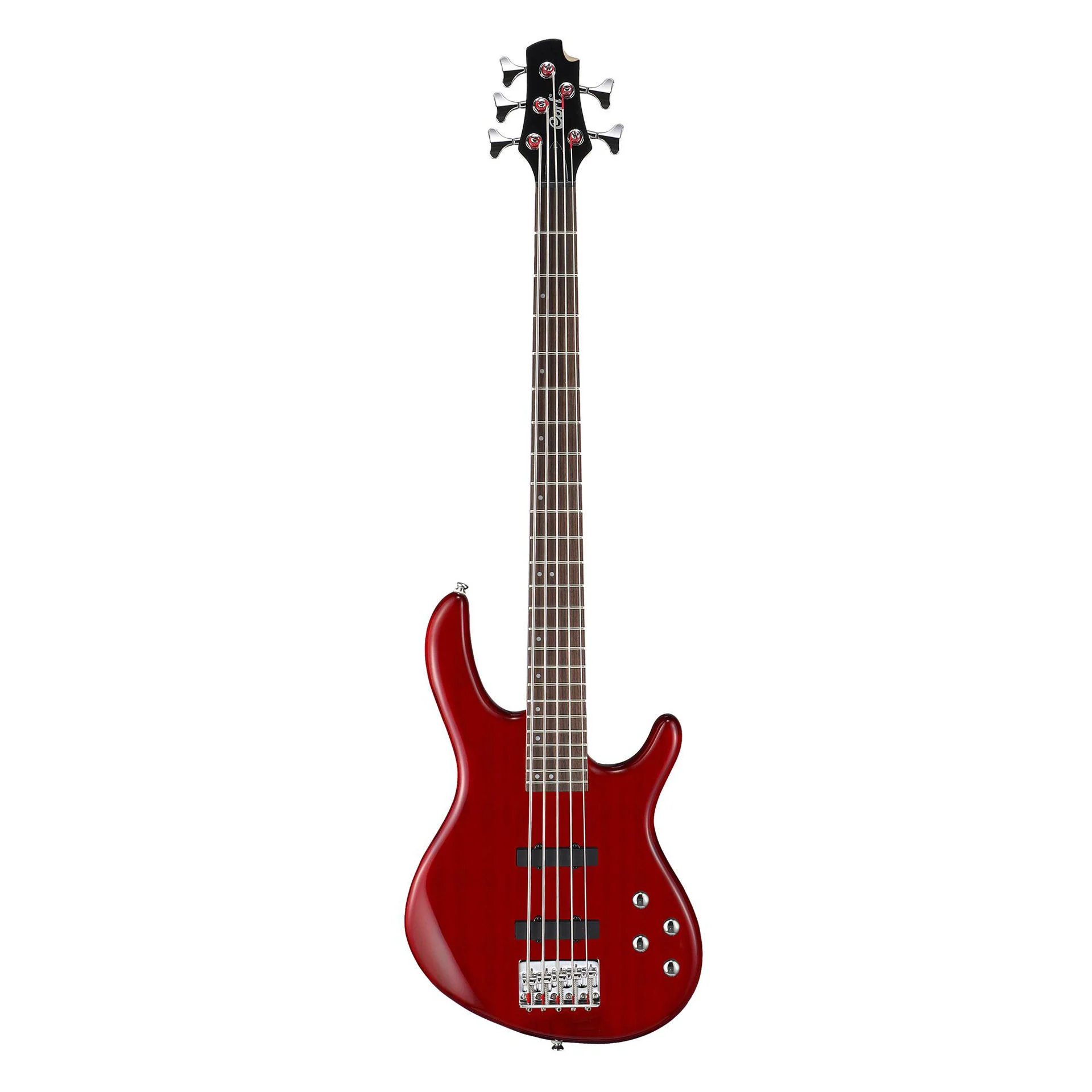 Cort Action Plus 5-String Bass Guitar in Transparent Red - Image 2