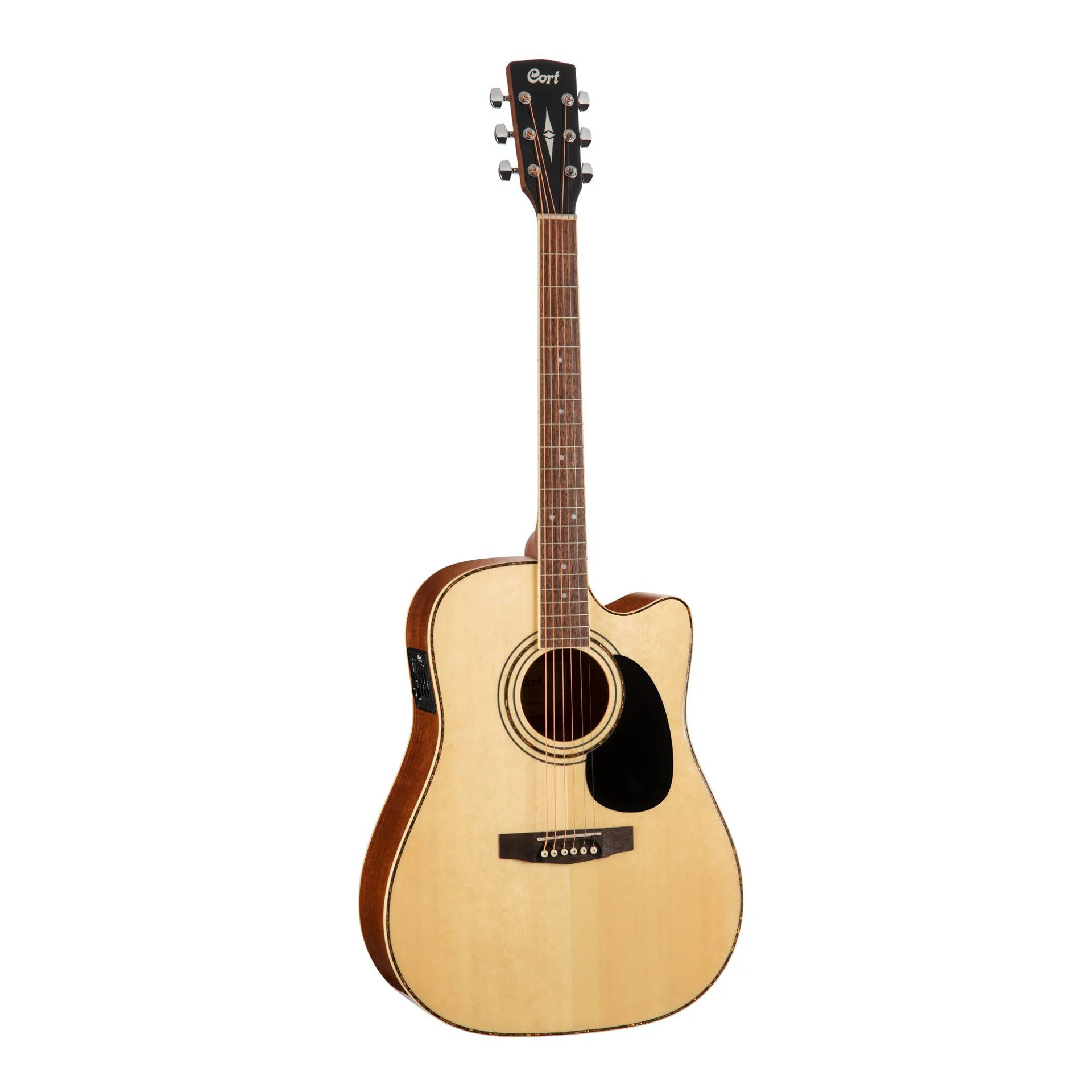 Cort AD880CE NS Dreadnought Cutaway Acoustic Guitar in Satin Natural with Bag - Image 2